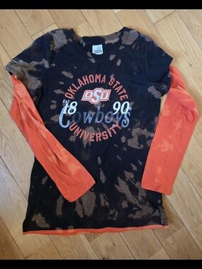 Oklahoma State Cowboys Long Sleeve Layered-Look Tee, Black & OrangeTie Dye Team
